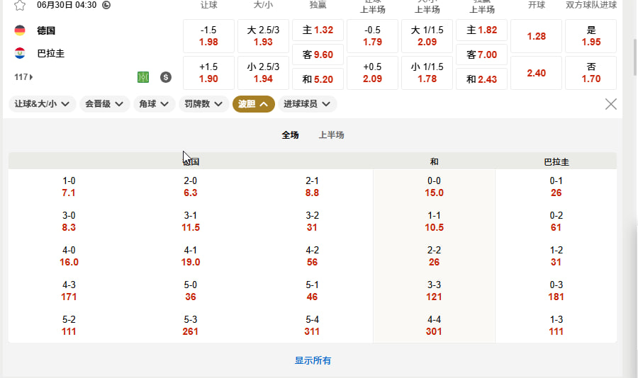 . 德国 vs 巴拉圭（淘汰赛北京时间 6 月 30 日（周二）凌晨 04:30）