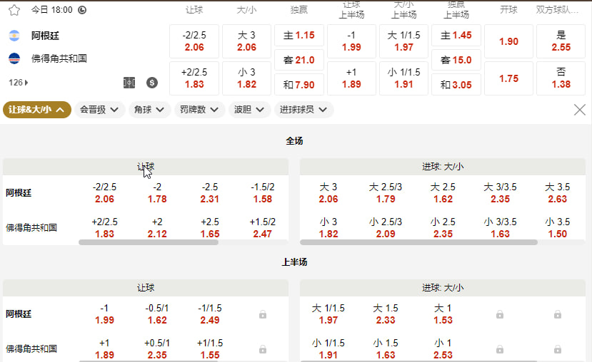 阿根廷 vs 佛得角（1/16 决赛北京时间 7 月 4 日 06:00）