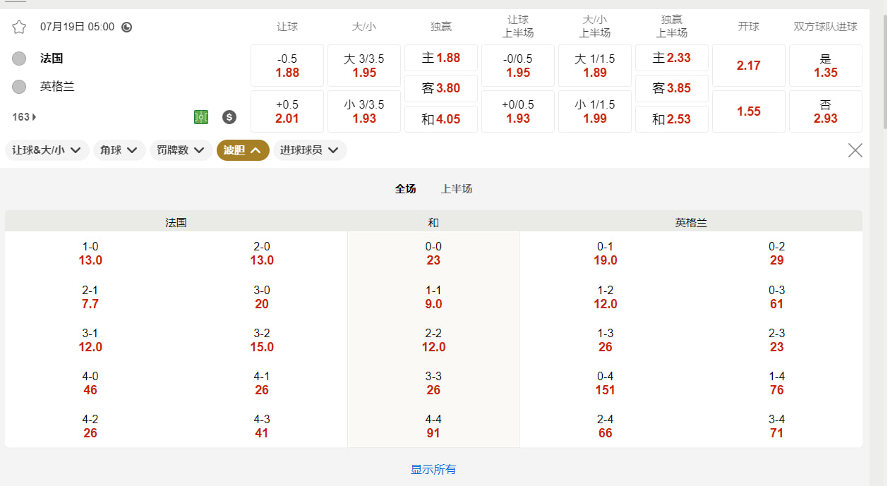 美加墨世界杯   法国 vs 英格兰（季军赛）北京时间7月19号05:00